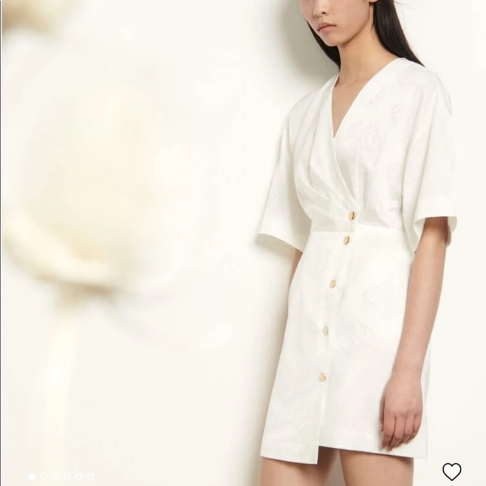 Sandro- Jacquard Wraparound Dress